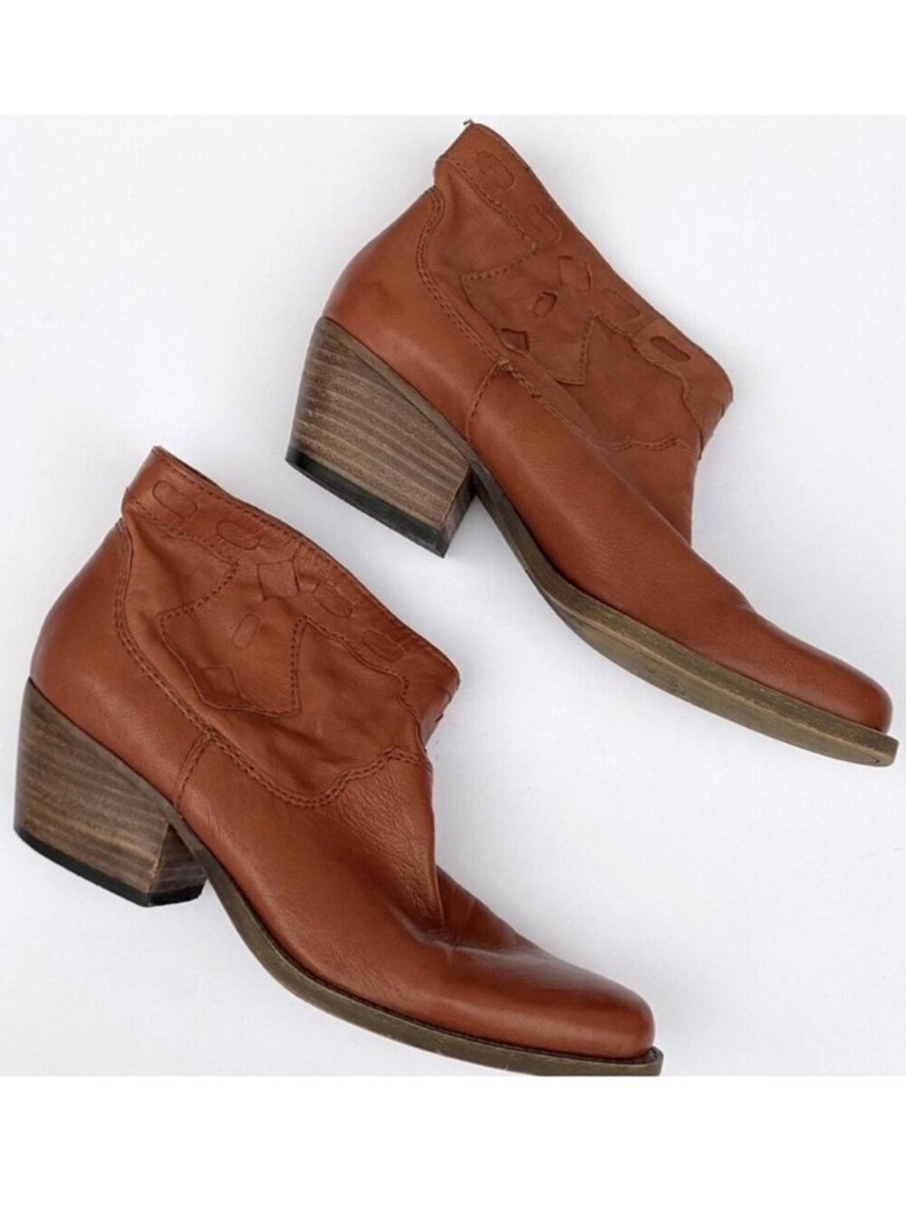 Vintage American Collection Leather booties 8.5 Fall Cognac Ankle boots Western